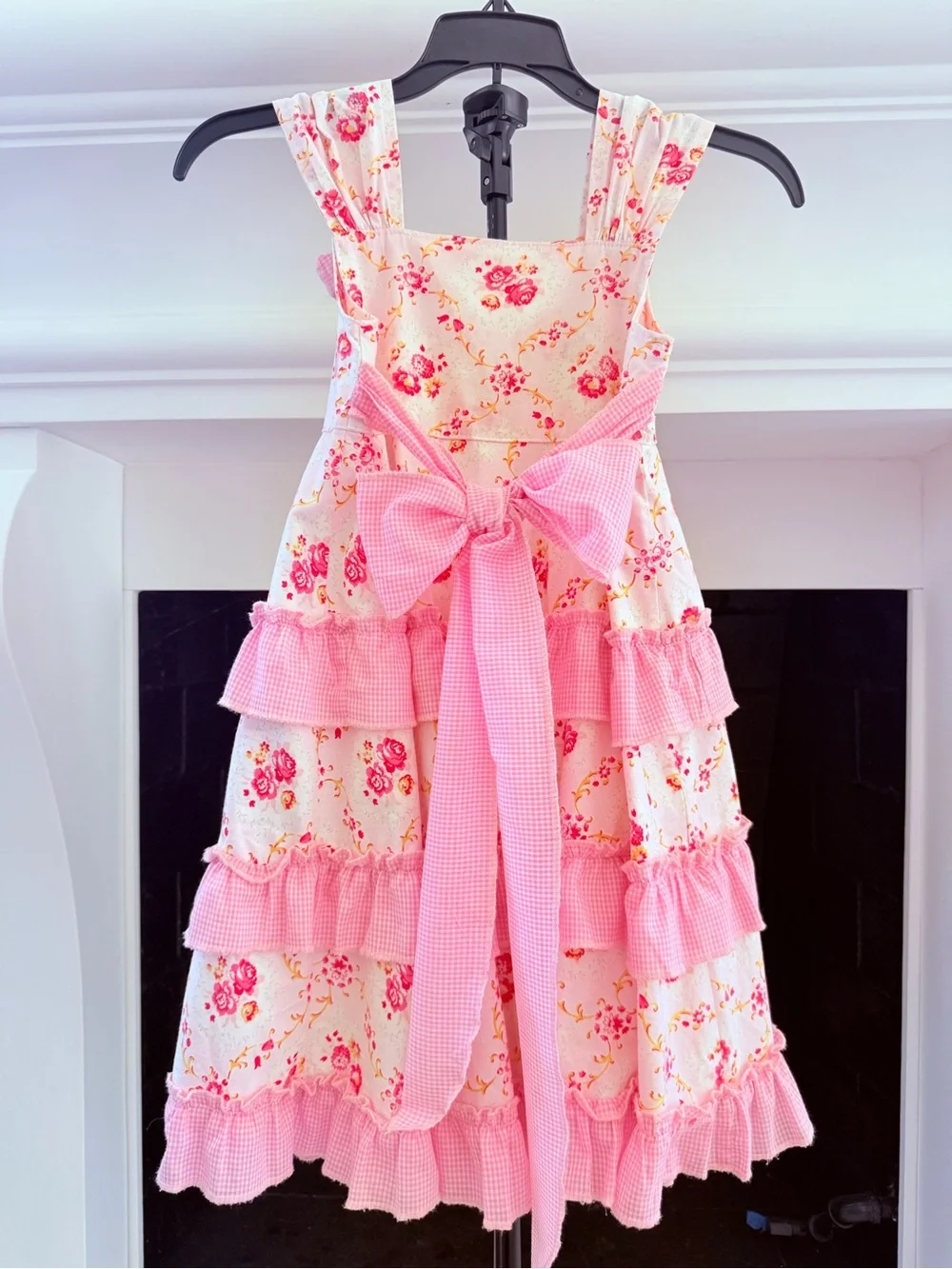Pink Floral Ruffle Sundress for Kids